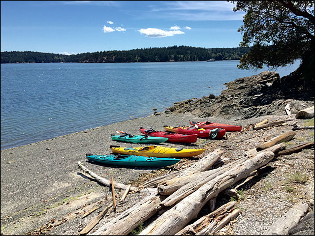 Kayaks on our private beach